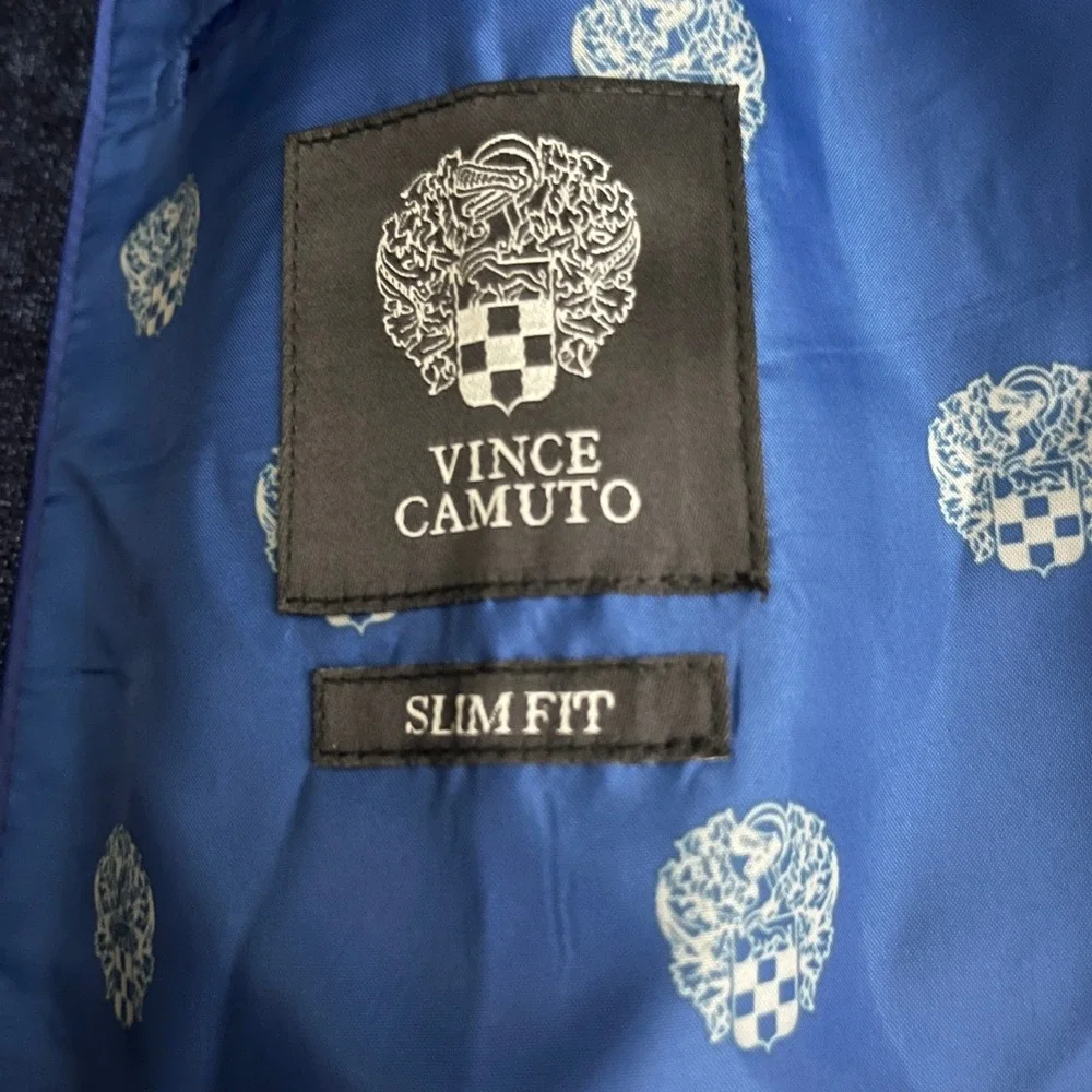 Vince Camuto Blazer Mens 44R Blue Solid Slim Fit Two Button Sport Coat